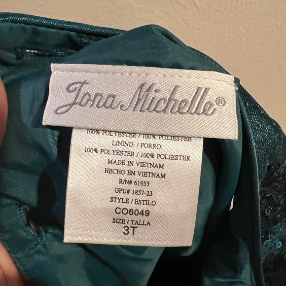 Jona Michelle emerald green 3T holiday sleeveless dress - Picture 4 of 8